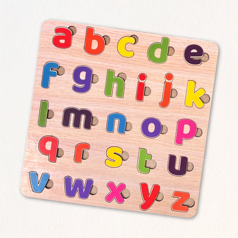 Todfod Small abcd Wooden Alphabet Puzzle Board for Kids | Lowercase a to z Letter Matching Educational Toy | Montessori Wooden Learning Puzzle for Toddlers 2+ Years | Early Brain Development & Fine Motor Skills Toy
