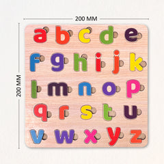 Todfod Small abcd Wooden Alphabet Puzzle Board for Kids | Lowercase a to z Letter Matching Educational Toy | Montessori Wooden Learning Puzzle for Toddlers 2+ Years | Early Brain Development & Fine Motor Skills Toy