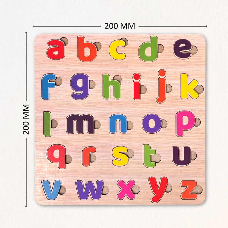 Todfod Small abcd Wooden Alphabet Puzzle Board for Kids | Lowercase a to z Letter Matching Educational Toy | Montessori Wooden Learning Puzzle for Toddlers 2+ Years | Early Brain Development & Fine Motor Skills Toy