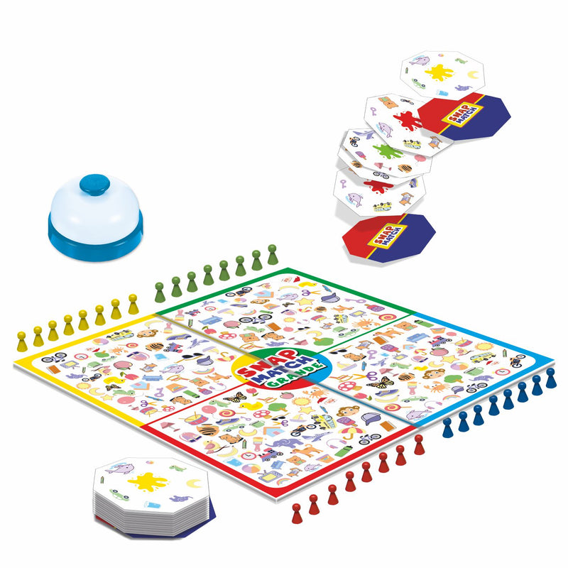 Snap Match Grande Fast-Paced Board Game for Kids & Family | 55 Octa-Cards, Game Board, Pawns & Call Bell | Speed, Pattern Recognition & Observation Skill Game (Ages 4+)