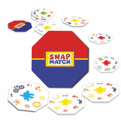 Snap Match Grande Fast-Paced Board Game for Kids & Family | 55 Octa-Cards, Game Board, Pawns & Call Bell | Speed, Pattern Recognition & Observation Skill Game (Ages 4+)