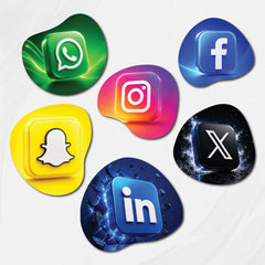 TodFod Social Media Fridge Magnet Set of 6 | 3 Inch App Logos MDF Wood Magnets for Office & Home Decor