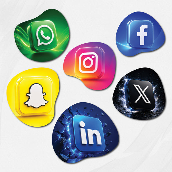 TodFod Social Media Fridge Magnet Set of 6 | 3 Inch App Logos MDF Wood Magnets for Office & Home Decor