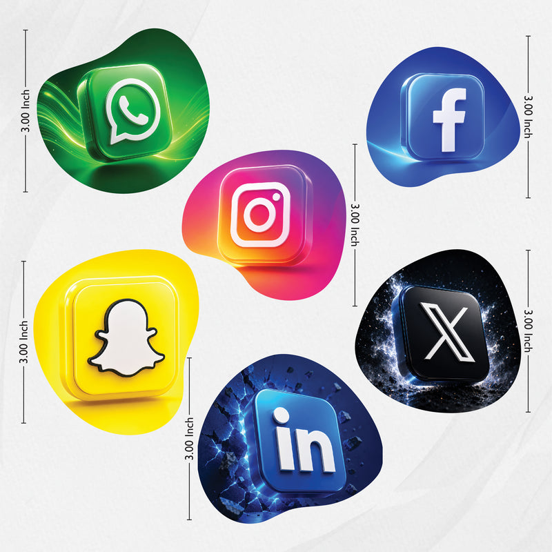TodFod Social Media Fridge Magnet Set of 6 | 3 Inch App Logos MDF Wood Magnets for Office & Home Decor