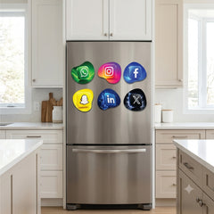 TodFod Social Media Fridge Magnet Set of 6 | 3 Inch App Logos MDF Wood Magnets for Office & Home Decor