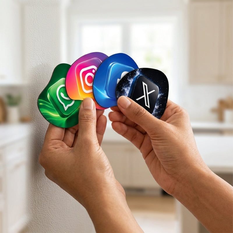 TodFod Social Media Fridge Magnet Set of 6 | 3 Inch App Logos MDF Wood Magnets for Office & Home Decor