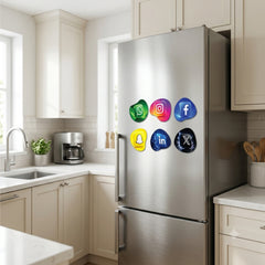 TodFod Social Media Fridge Magnet Set of 6 | 3 Inch App Logos MDF Wood Magnets for Office & Home Decor