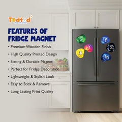 TodFod Social Media Fridge Magnet Set of 6 | 3 Inch App Logos MDF Wood Magnets for Office & Home Decor