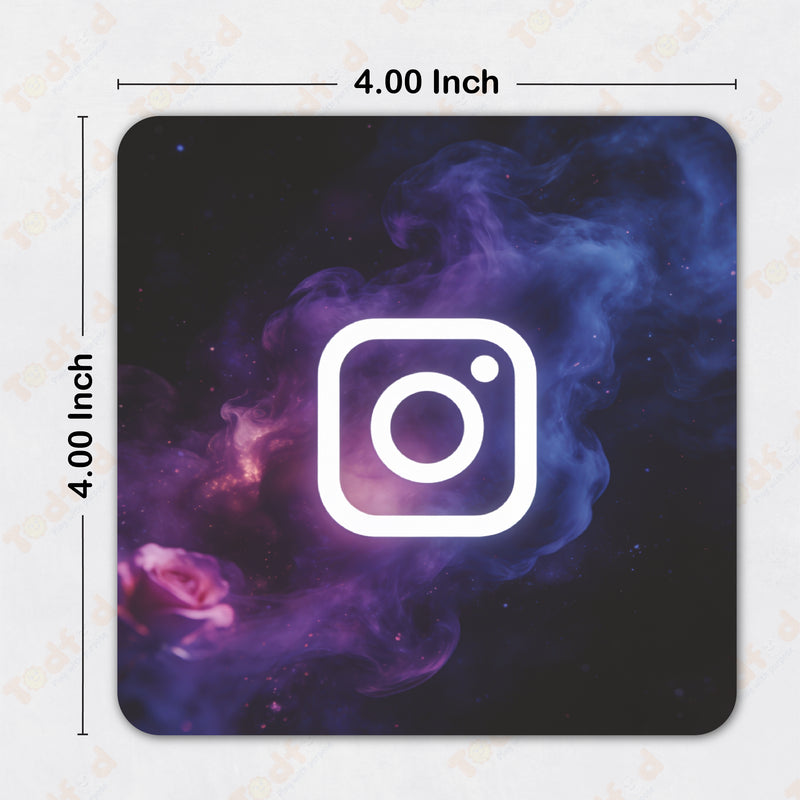 Smaran Social Media Theme MDF Wooden Tea Coffee Coasters Set of 6 | 4x4 Inch Reusable Table Drink Coasters with App Icons | Heat Resistant Cup Mats for Modern Home Office Desk Decor & Gifts