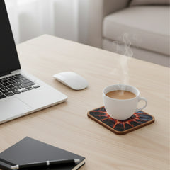 Smaran Social Media Theme MDF Wooden Tea Coffee Coasters Set of 6 | 4x4 Inch Reusable Table Drink Coasters with App Icons | Heat Resistant Cup Mats for Modern Home Office Desk Decor & Gifts