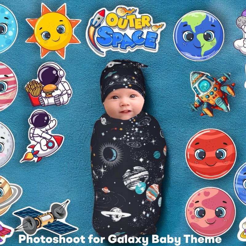 Todfod Galaxy Theme Photo Booth Cards/Props for Baby Girls & Kids, New Born, 20+ pieces Solar planets Cards for Photoshoot Celebrations Decorations