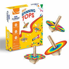 DIY Spinning Tops Set of 3 for Kids | Wooden Spinning Top Toy for Boys & Girls | Colorful Spin & Play Toy | Fine Motor Skills & Cognitive Development Activity | Creative Educational Toy | Age 3+
