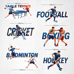 TodFod Sports Design Fridge Magnet Set of 6 | 3 Inch Table Tennis, Football, Cricket, Boxing, Badminton & Hockey MDF Wood Magnets