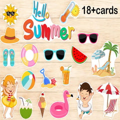 Todfod Summer Theme Photo Booth Props |18+ Tropical Cards for Kids & Baby Photoshoots | Beach, Palm Tree, Ice Cream Designs | Premium Cardstock Material | Perfect for Birthday Parties & Celebrations