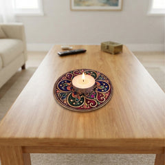 TodFod Round Tealight Candle Holder Coaster 4 Inch Decorative Wooden MDF Mandala Design for Diwali Pooja Home Decor