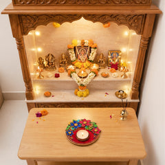 TodFod Floral Tealight Candle Holder Coaster 4 Inch Wooden MDF Decorative Flower Design for Diwali Pooja Home Decor