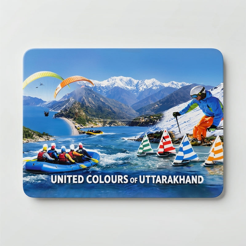 United Colors of Uttarakhand Fridge Magnet | Scenic Mountain & Lake Souvenir Fridge Magnet