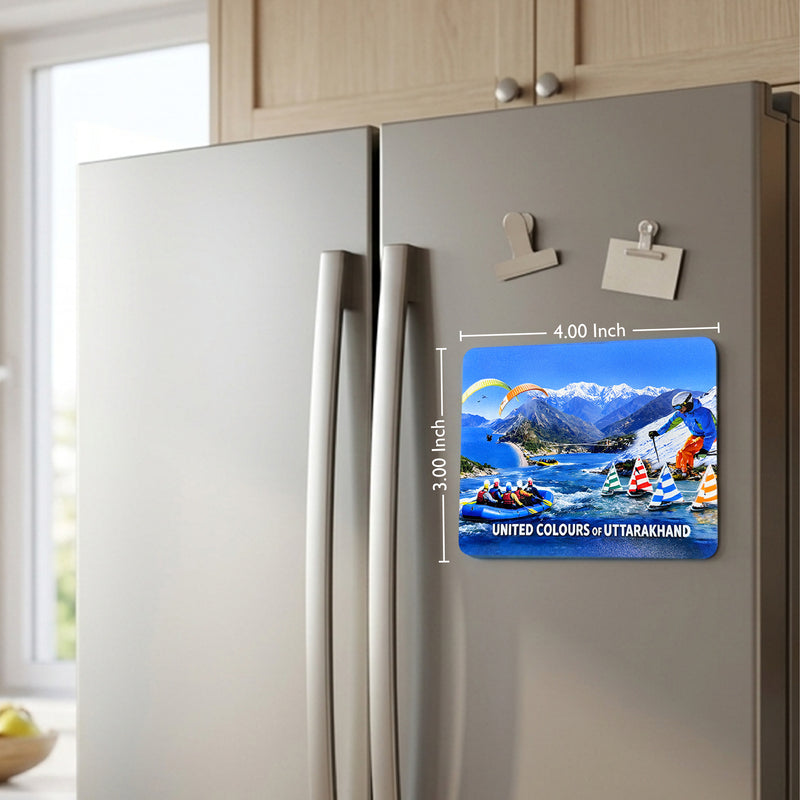United Colors of Uttarakhand Fridge Magnet | Scenic Mountain & Lake Souvenir Fridge Magnet
