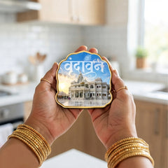 Todfod Vrindavan Fridge Magnet | Wooden Prem Mandir Vrindavan Souvenir Refrigerator Magnet | Lord Krishna Spiritual Decorative Magnet for Kitchen, Home & Office | 3 Inch