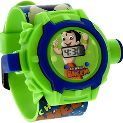 Toy watch with a character on the display against a white background