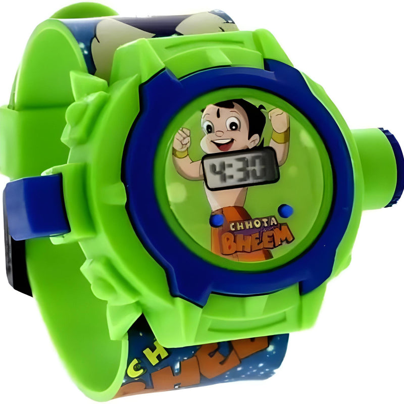 Toy watch with a character on the display against a white background