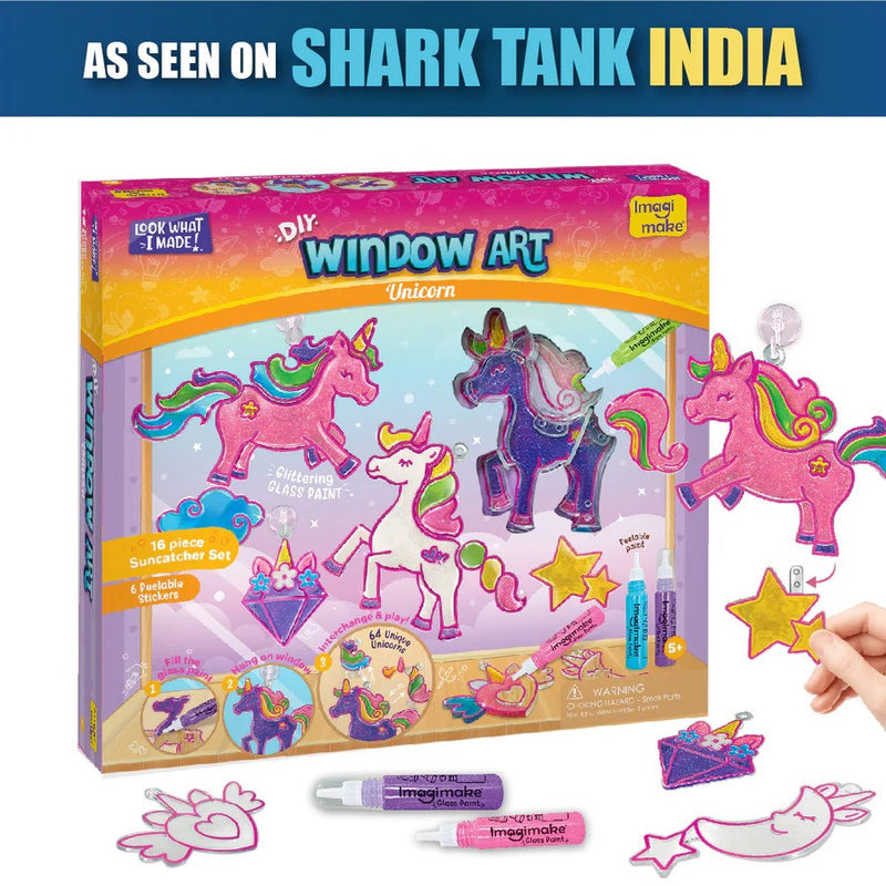 Imagimake Window Art Unicorn | Glass Painting Kit | Art and Craft Kit 6|8 | Toys for Girls | Sun Catcher Kit | Unicorn Gifts for Girls Age 6|8 | Birthday Gift for 5+ Years, Multicolor