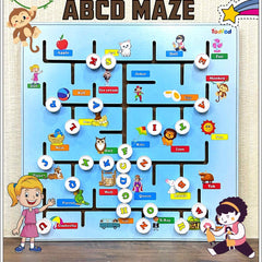 Todfod ABCD Wooden Sliding Maze Learning Toy for Kids Age 3,8, |26Piece Educational Brain Game, Alphabet Number Animal Puzzle for Toddlers Children