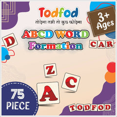 Todfod ABCD Word Formation educational toy packaging with colorful letters and branding.