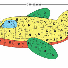 Fish-shaped puzzle with letters and numbers on a white background