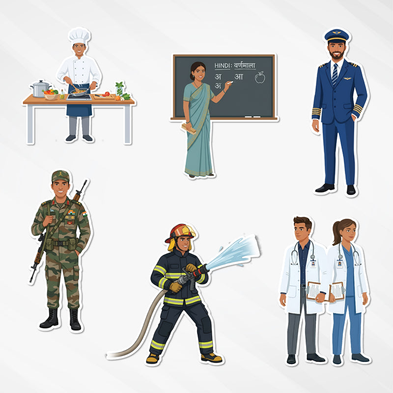 TodFod Career Fridge Magnet Set of 6 | 3 Inch Cartoon Profession MDF Wood Magnets for Kids & Home Decor