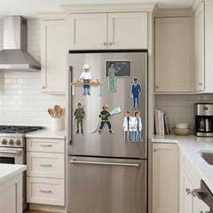 TodFod Career Fridge Magnet Set of 6 | 3 Inch Cartoon Profession MDF Wood Magnets for Kids & Home Decor