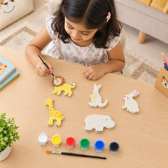 Todfod DIY Wild Animal Painting Kit for Kids | 5 Animal-Shaped Figures with 6 Paint Colors and Brush | Creative Art and Craft Activity Set