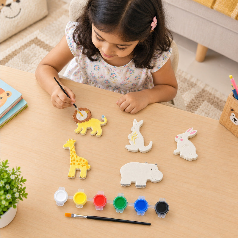 Todfod DIY Wild Animal Painting Kit for Kids | 5 Animal-Shaped Figures with 6 Paint Colors and Brush | Creative Art and Craft Activity Set
