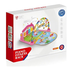 Box of a piano fitness rack toy with colorful design on a white background