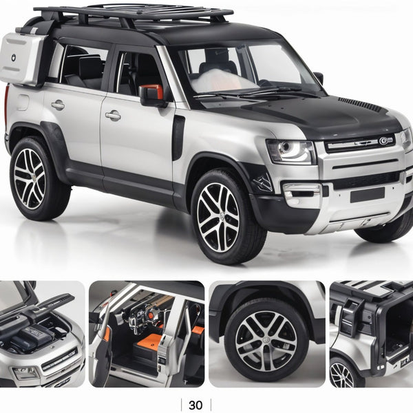Todfod Remote Control SUV Car 1:16 Scale Die-Cast Metal Model with Opening Doors & Hood, LED Lights, Roof Rack, Realistic Green & White Design, Off|Road RC Toy for Kids & Adults

