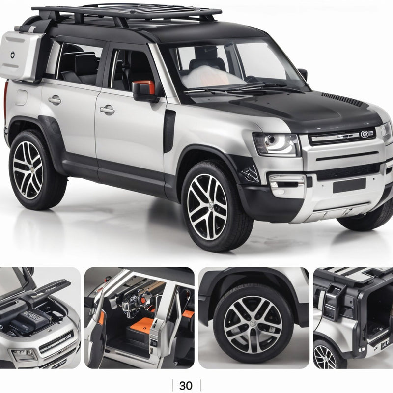 Todfod Remote Control SUV Car 1:16 Scale Die-Cast Metal Model with Opening Doors & Hood, LED Lights, Roof Rack, Realistic Green & White Design, Off|Road RC Toy for Kids & Adults
