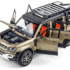 Model SUV with open doors and engine compartment on a white background