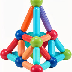 Colorful geometric building block set on a white background