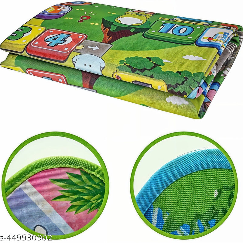 Todfod Double-Sided Kids Play Mat, Waterproof Educational Baby Crawling Mat, Large Size, Cartoon Design