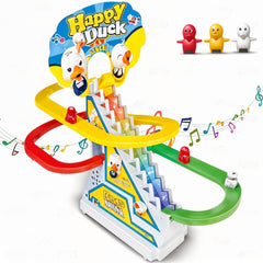 Todfod Musical Race Track Toy Set for Kids with 3 Vibrant Colored Tracks, Sliding Cartoon Characters, Sound Effects, Lights & Easy Assembly , Fun Racing Game for Toddlers & Boys Girls