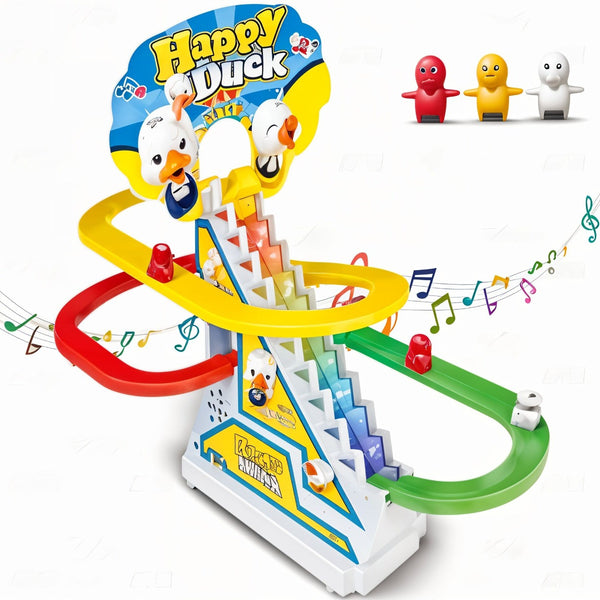 Todfod Musical Race Track Toy Set for Kids with 3 Vibrant Colored Tracks, Sliding Cartoon Characters, Sound Effects, Lights & Easy Assembly , Fun Racing Game for Toddlers & Boys Girls