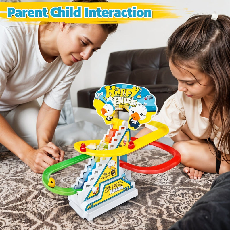 Todfod Musical Race Track Toy Set for Kids with 3 Vibrant Colored Tracks, Sliding Cartoon Characters, Sound Effects, Lights & Easy Assembly , Fun Racing Game for Toddlers & Boys Girls