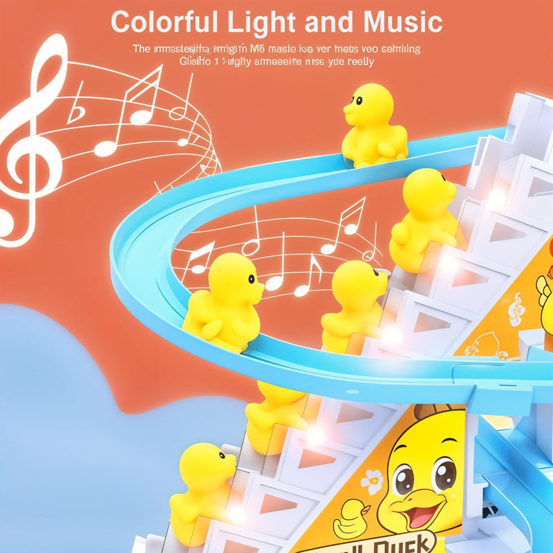 Todfod Musical Race Track Toy Set for Kids with 3 Vibrant Colored Tracks, Sliding Cartoon Characters, Sound Effects, Lights & Easy Assembly , Fun Racing Game for Toddlers & Boys Girls