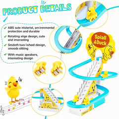 Todfod Musical Race Track Toy Set for Kids with 3 Vibrant Colored Tracks, Sliding Cartoon Characters, Sound Effects, Lights & Easy Assembly , Fun Racing Game for Toddlers & Boys Girls