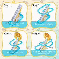 Todfod Musical Race Track Toy Set for Kids with 3 Vibrant Colored Tracks, Sliding Cartoon Characters, Sound Effects, Lights & Easy Assembly , Fun Racing Game for Toddlers & Boys Girls