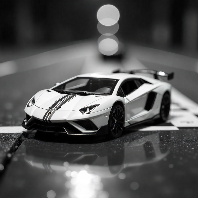 Todfod Lamborghini Die-Cast Model Car, 1:32 Scale, Black with Gold Accentsband Hood Pull Back Super Car with Openable Doors Sound and Light for Birthdays Gift Party Decorations (Lamborghini Black)
