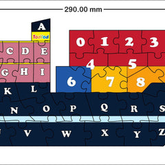Puzzle ship with letters and numbers on a white background