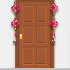 Smaran Pompom Door Side Hanging Latkan Decoration for Festive/Diwali Decor/Navratri/Pooja/Wedding Traditional Handicraft Hanging Main Door Entrance Decorative Toran Latkan (Pink)