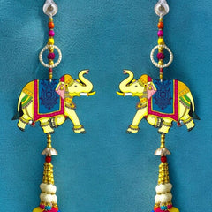 Smaran Shubh Labha Cow Lotus Door Wall Latkan for Diwali, Navratri, Pooja, Festival Home, Office Decoration Traditional Handmade Hanging Main Door Entrance Decorative Toran (Hathi Latkan)