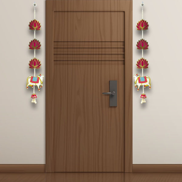 Smaran Cow Lotus Door Wall Latkan Hangings for Diwali, Navratri, Pooja, Festival Home, Office Decoration Traditional Handmade Hanging Main Door Entrance Decorative Toran